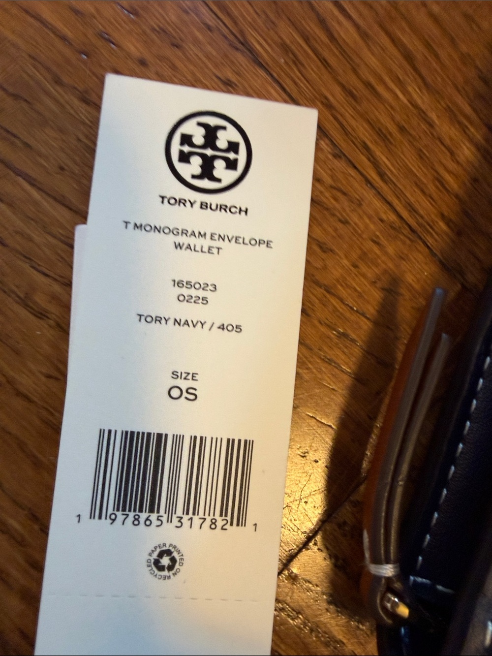 Tory Burch T Monogram Envelope Wallet - Navy - NWT - Picture 3 of 5